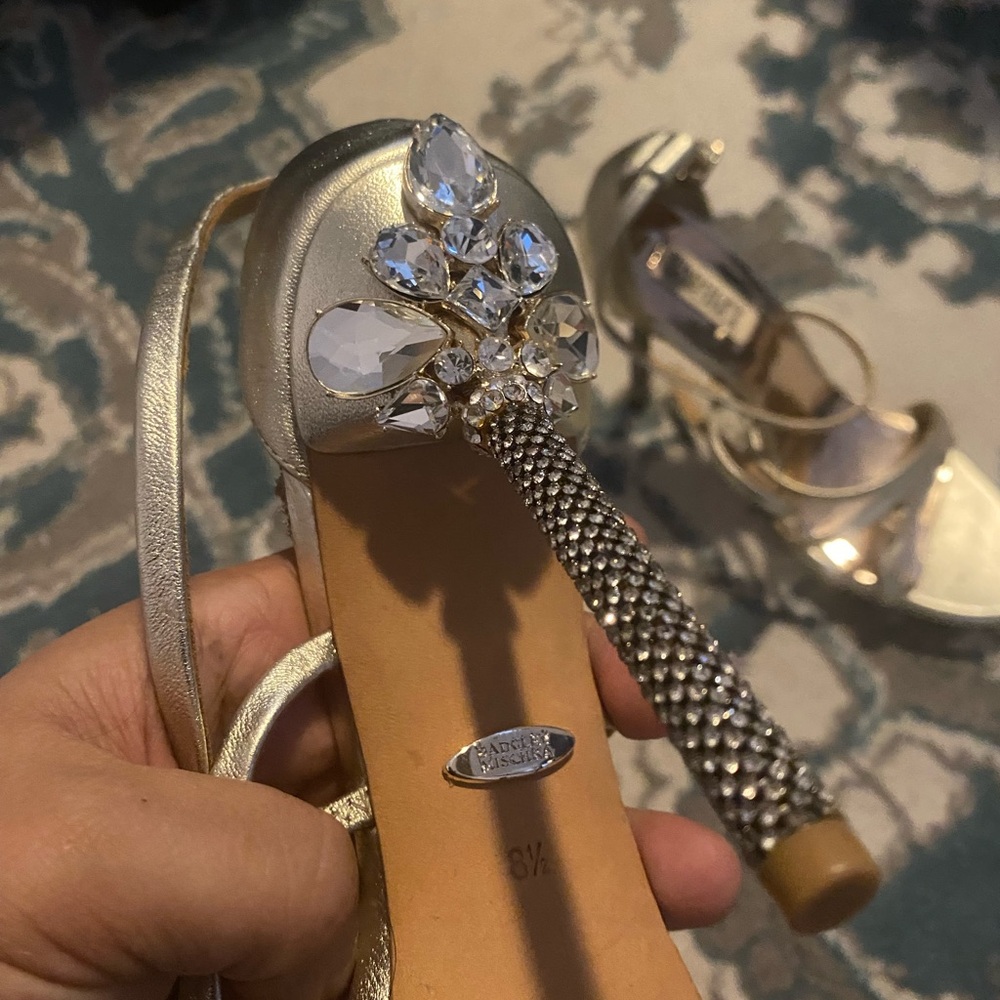 Badgley Mischka Silver Embellished Heels